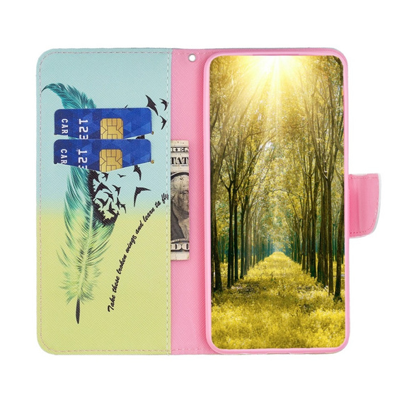 Flip case for Motorola Moto G54 5G, Wallet, feather, blue