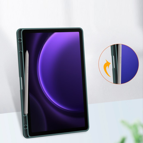Case for Samsung Galaxy Tab S10 Lite / S10 FE / S9 FE, Smartcase Hybrid, with stylus space, dark green