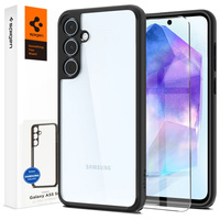 Spigen case for Samsung Galaxy A55 5G, Ultra Hybrid, black + 9H Tempered Glass