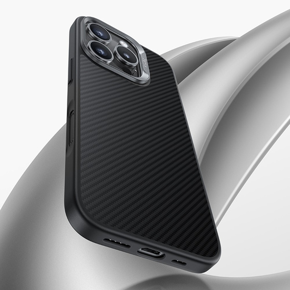 BENKS Kevlar Case for iPhone 16 Pro Max, for MagSafe, Carbon Fiber, black