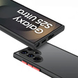 Silicone case for Samsung Galaxy S25 Ultra, with camera protection, transparent / black + 9H tempered glass