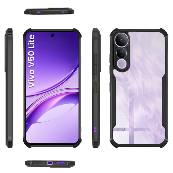 Case for Vivo V50 Lite 4G / 5G, AntiDrop Hybrid, black