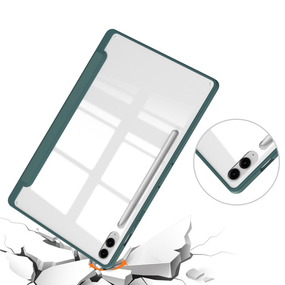 Case for Samsung Galaxy Tab S9 FE+ Plus, Smartcase Hybrid, with stylus space, green