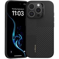 BENKS Kevlar Case for iPhone 16 Pro Max, for MagSafe, Carbon Fiber, black