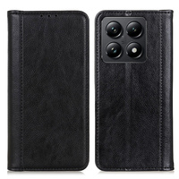 Case for Xiaomi 14T Pro, Wallet Litchi Leather, black