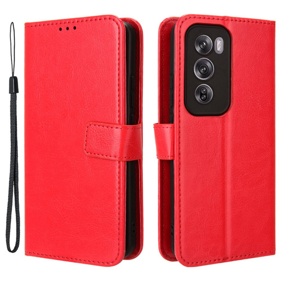 Flip case for Oppo Reno 12, Crazy Horse Wallet, red
