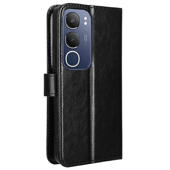 Flip case for Vivo Y19s, Crazy Horse Wallet, black