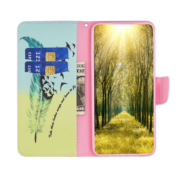 Flip case for Nokia C12 4G, Wallet, feather, blue