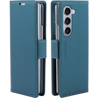 Case for Samsung Galaxy Z Fold 5 5G, ERBORD Glossy Litchi, wallet with flap, green