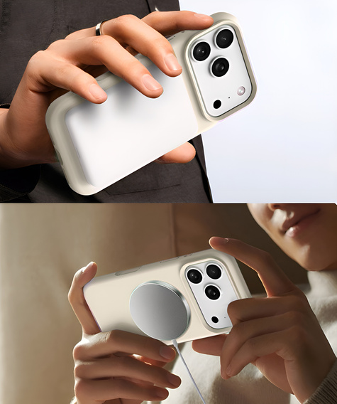 Silicone case for iPhone 17 Pro Max - compatible with MagSafe, anti-shock, beige