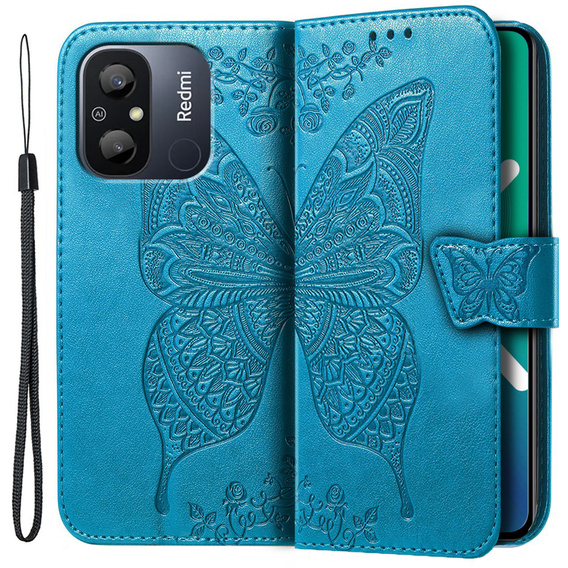 Flip case for Xiaomi Redmi 12C, Butterfly, blue