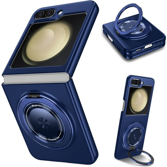 GKK case for Galaxy Z Flip 5 5G, Corners Dropproof MagSafe, clear / purple