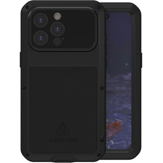 Love Mei Case for iPhone 15 Pro Max, armored with glass, black