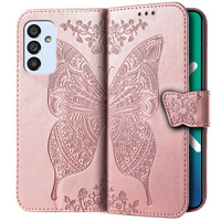 Flip case for Samsung Galaxy M23 5G / M13, Butterfly, pink rose gold