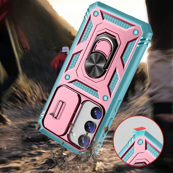 Case for Samsung Galaxy S23, CamShield Slide, pink / green