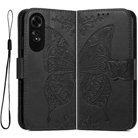 Flip case for Oppo A60, Butterfly, black