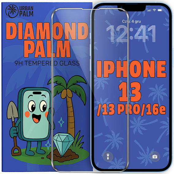 Diamond Palm Tempered Glass for iPhone 13/13 Pro/16e