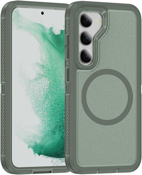 Case with frame for Samsung Galaxy S23 FE, for MagSafe, green