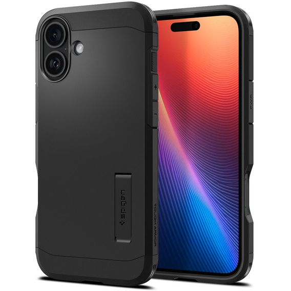 Spigen case for iPhone 16 Plus, Tough Armor Mag MagSafe, black + 9H Tempered Glass