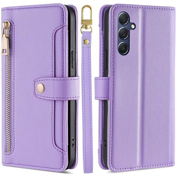 Flip case for Samsung Galaxy A16, Wallet Zipper Pocket, purple