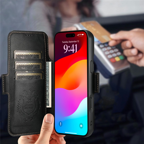 2-in-1 flip case for iPhone 17 Pro, SUTENI, for MagSafe, black