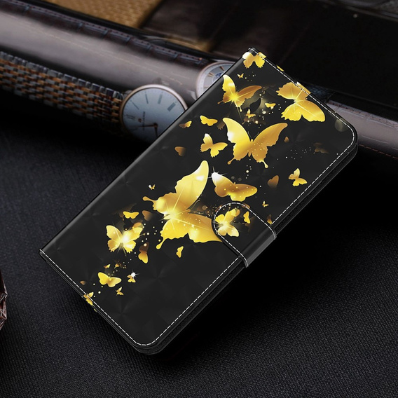Flip case for Oppo A17, Wallet, Butterflies gold