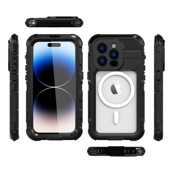 IP68 Waterproof Case for iPhone 14 Pro Max, SHELLBOX MagSafe, black