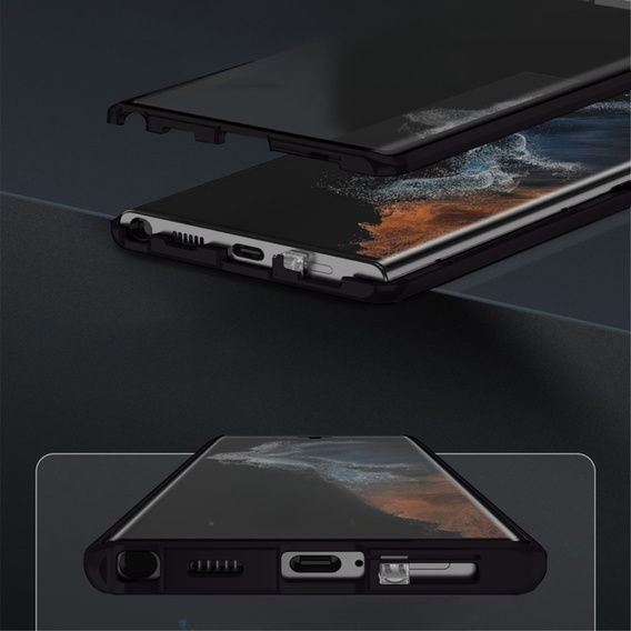 Case for Samsung Galaxy S22 Ultra, Magnetic Dual Glass, black