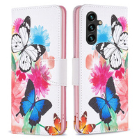 Flip case for Samsung Galaxy A35 5G, Wallet, Butterflies white