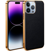 Case for iPhone 14 Pro, Cowhide Leather, black