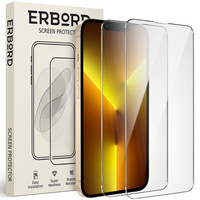 2x Tempered Glass for iPhone 13 Pro Max, ERBORD 9H Hard Glass for phone screen