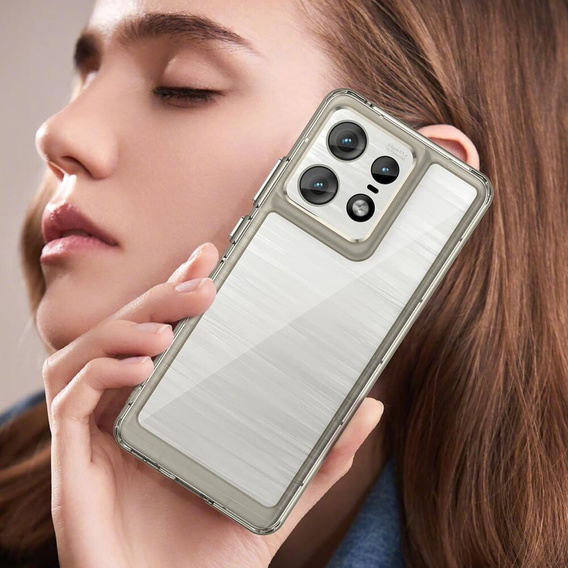Case for Motorola Edge 50 Pro, Fusion Hybrid, transparent / gray