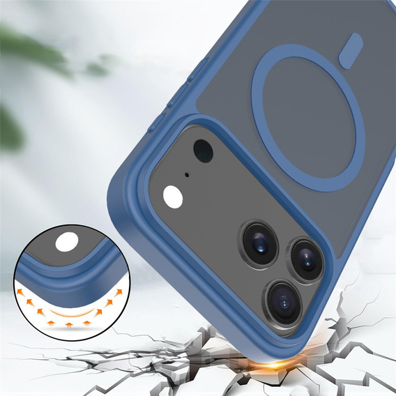 Matt Case for iPhone 17 Pro, for MagSafe, translucent blue