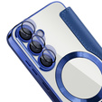 Flap case for Samsung Galaxy A17 5G, RFID Wallet, for MagSafe, transparent / navy blue