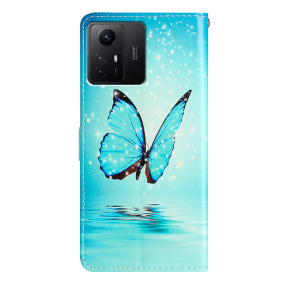 Flip case for Xiaomi Redmi Note 12S, Wallet, butterfly, blue