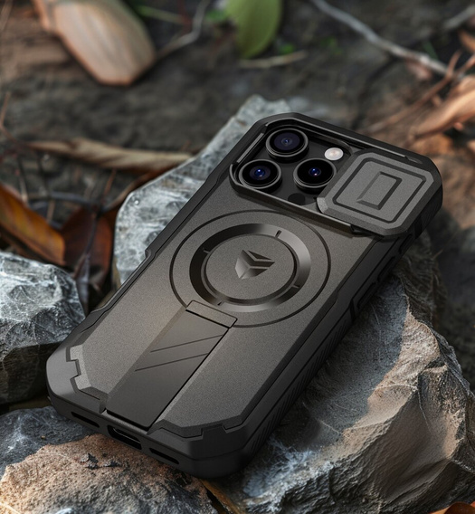 Armored case for iPhone 16 Pro Max, Dexnor CamProtect MagSafe, black (Two frames)