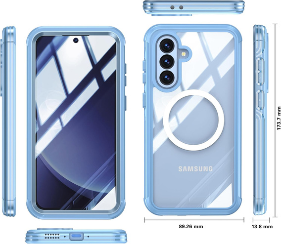 Case for Samsung Galaxy A36 / Samsung Galaxy A56, Shockproof, with glass, for MagSafe, blue