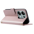 Flip case for Xiaomi Redmi Note 13 Pro 4G / Xiaomi Redmi Note 14S / Xiaomi Poco M6 Pro 4G, Rhombus Crossbody Leather, pink rose gold