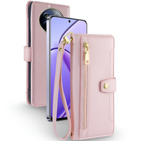 Flip case for Realme 12, Wallet Zipper Pocket, pink