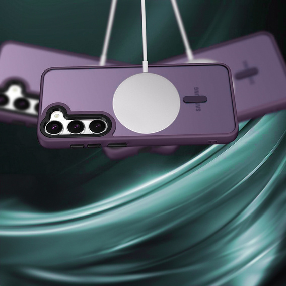 Case for Samsung Galaxy S21 FE, for MagSafe, ERBORD Matt Case, dark purple + Screen Glass