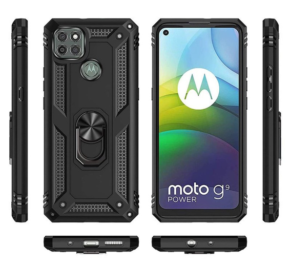 Armor Case for Motorola Moto G9 Power, Nox Case Ring, black