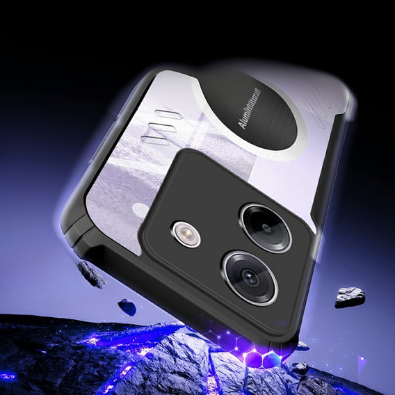 Case for Xiaomi Poco M7 Pro 5G, with magnetic sheet, transparent / black
