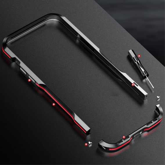 Case LUPHIE for iPhone 15 Pro, Armor Bumper, black / red