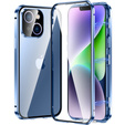 Case for iPhone 15 Plus, Magnetic Dual Glass, blue