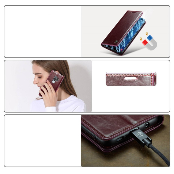 CASEME flip case for Samsung Galaxy S9+ Plus, Waxy Textured, red
