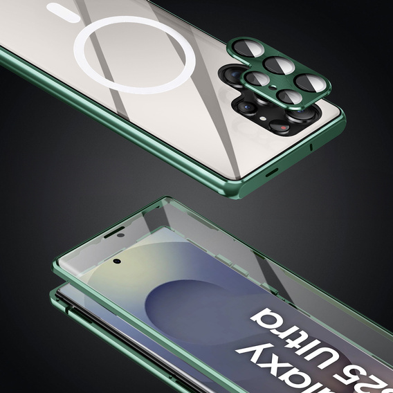 Magnetic Dual Glass MagSafe case for Samsung Galaxy S25 Ultra, green