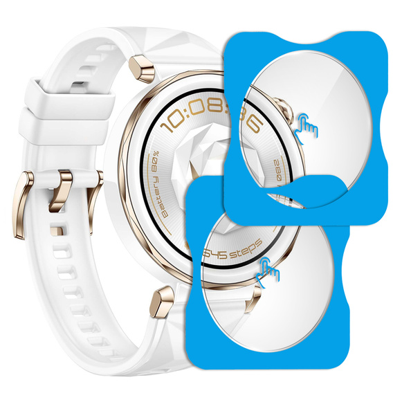2x ERBORD Tempered Glass for Huawei Watch GT 5 Pro 42mm, with mounting frame