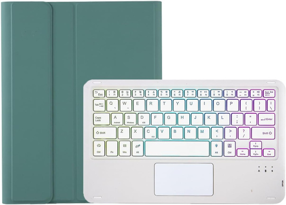 Case with illuminated bluetooth keyboard for iPad 10.9 2022 (10 gen.), green