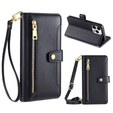 Flip case for iPhone 15 Pro, Wallet Zipper Pocket, black