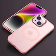 Case for iPhone 14, for MagSafe, ERBORD Matt Case, pink + Screen Glass